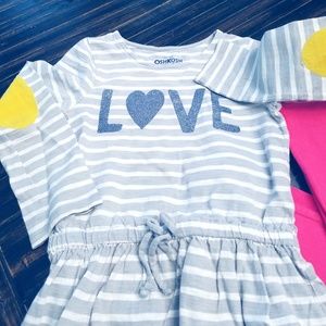 Oshkosh Grey and white top and pink pants.